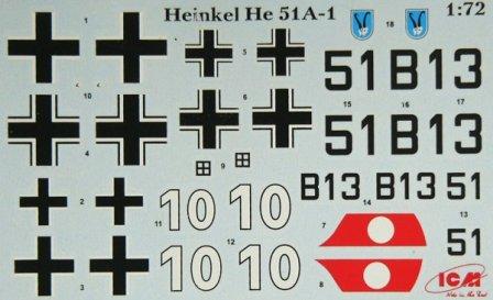 1/72  He 51 A-1 German fighter-biplane