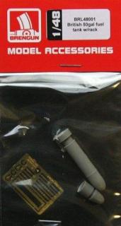 1/48  British 50gal fuel tank w/rack (PE+resin set)